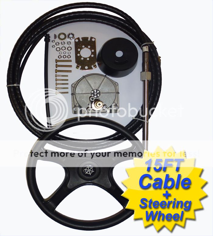 15FT Boat Steering Kit CABLE + HELM + WHEEL Teleflex Multiflex Compatible 4.57m eBay